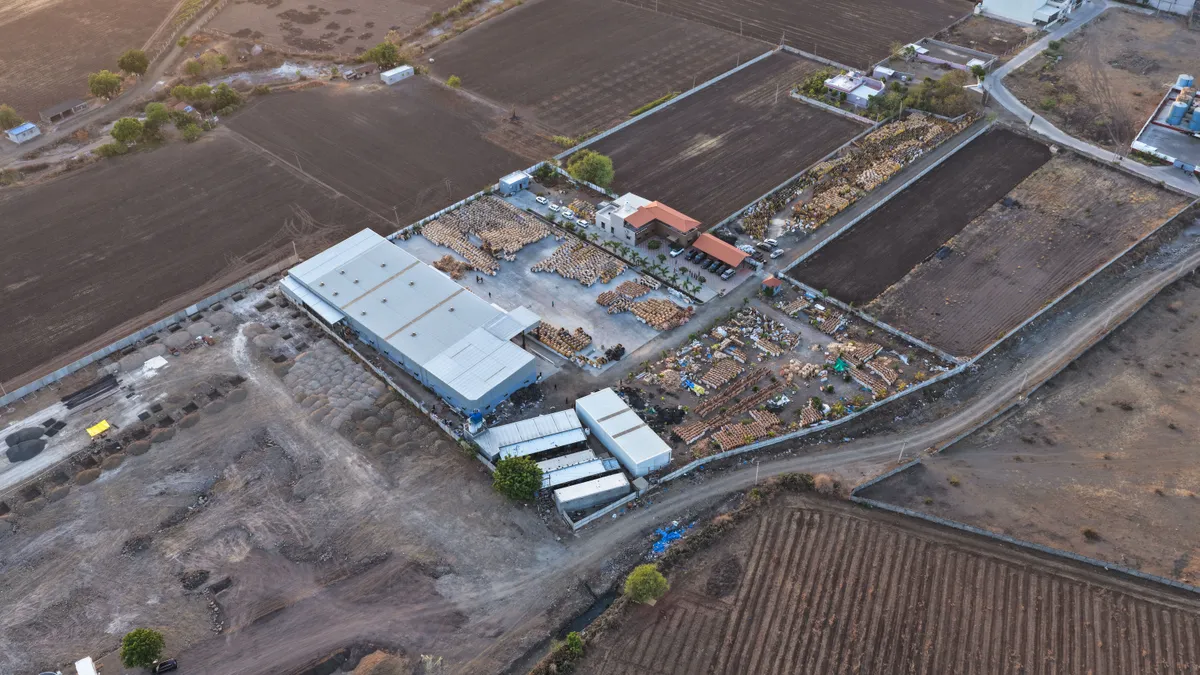 High angle aerial view of Flashcab Cables factory and surroundings
